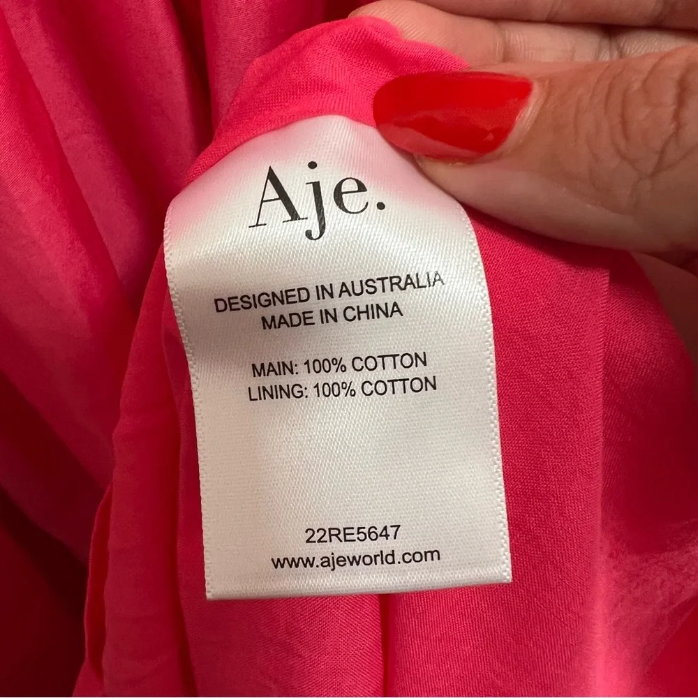 NEW NWT Aje. Sculptra Nya Gathered Midi Dress In Rouge Pink
